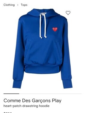 Comme des Garçons Play Blue Hoodie Size S
